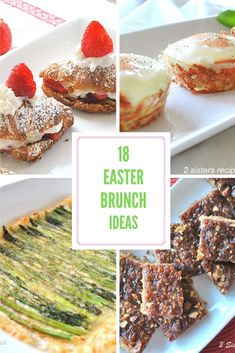 18 Easter Brunch Ideas by 2sistersrecipes.com Brunch Ideas Food, Easter Brunch Dessert, Brunch Menu Ideas, Birthday Dinner Menu, Easy Easter Brunch, Brunch Dessert