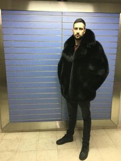 Luxury Black Long Pea Coat, Black Luxury Long Pea Coat, Luxury Black Long Fur Coat, Luxury Fall Outerwear With Horn Royal Black Buttons, Black Winter Pea Coat With Horn Buttons, Classic Black Long Sleeve Fur Coat, Luxury Black Long Sleeve Fur Coat, Tiny Woman, Slim Fit Mens Shirts