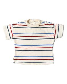 boxy tee - americana stripe Summer Short Sleeve T-shirt With Striped Hem, Red Casual Organic Cotton Top, Casual Red Organic Cotton Top, Summer Short Sleeve T-shirt With Signature Stripes, Casual Short Sleeve Tops With Signature Stripes, Everyday Horizontal Stripe Crew Neck T-shirt, Everyday Striped Cotton Tops, White Short Sleeve Tops With Signature Stripes, White Relaxed Fit Top With Striped Hem