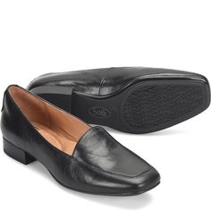 Eldyn | Sofft Shoe Comfortable Loafers, Sofft Shoes, Shoes And Boots, Those Days, Look Your Best, Black 7, Stacked Heel, Shoe Shop, Full Grain Leather