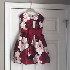 Gymboree Holiday Dress Red Spring Dress-up Dresses, Red Dress-up Dresses For Spring, Red Dress For Spring Dress-up, Red Dress For Dress-up In Spring, Red Sleeveless Holiday Dress For Spring, Red Floral Print Holiday Dress, Dresses Holiday, Holiday Dress, Holiday Dresses