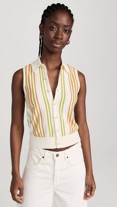 Fast Free Shipping & Free Returns on Guest in Residence Striple Plaza Vest at Shopbop. Shop new arrivals from Guest in Residence at Shopbop.com Guest In Residence, Fine Knit, China Fashion, Stripes Pattern, Sweater Outfits, New Arrivals, Luxury Fashion, Cream, Fabric