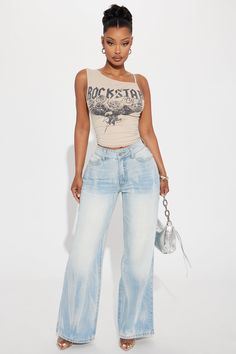 Vintage Denim Jeans, Pants Women Fashion, Effortlessly Chic Outfits, Going Out Outfits, Light Denim, Wide Leg Denim, Matching Dresses, Leg Jeans, Vintage Denim