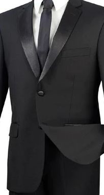 Step into sophistication with our black tuxedo from the Eleganscape Collection. Crafted from luxurious wool, it features a 2-button blazer and flat-front pants accented with a satin seamline. Make a lasting impression at any formal affair. Featuring: Luxurious Wool Feel: Superior quality. 2-Button Blazer: Timeless appeal. Flat Front Pants: Sleek and modern. Satin Seamline: A touch of luxury. Regular Fit: Relaxed yet refined. 2-Piece Set: Includes blazer and pants. Un-Hemmed Bottoms: Customizable Flat Front Pants, Black Tuxedo, Blazer Buttons, Solid Black, Formal Event, Workout Shorts, Custom Fit, Short Pants, Classic Black