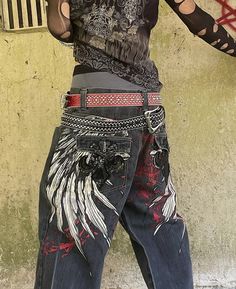 Sematary Outfit, Skull Pant, American Street, Hip Hop Jeans, Concept Clothing, Women Y2k, Loose Trousers, Jeans Women, Edgy Outfits