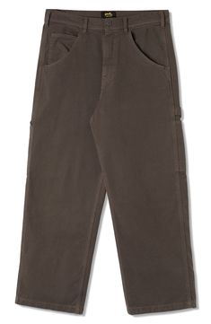 Crisp cotton duck cloth furthers the hardworking appeal of painter pants styled with plenty of functional pockets and a baggy, '90s-throwback fit. 31" inseam; 18" leg opening; 13" front rise; 17" back rise (size 32) Zip fly with button closure Five-pocket style; tool pockets; hammer loop 100% cotton Machine wash, tumble dry Made in Turkey 90s Throwback, Canvas Pants, Painters Pants, Duck Cloth, Style Board, Fashion Pants, Straight Leg, Nordstrom, Pants