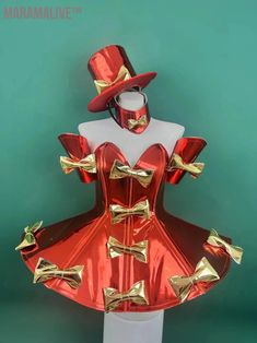 Christmas Costume Bow Dress Hat Cuff Neck Set Bar Nightclub Singer Dance Stage Birthday Party Amusement Park Tour Armor Outfits Nightclub Singer, Rave Outfits Festivals, Nightclub Bar, Dance Stage, Concert Fashion, Christmas Costume, Dress Hat, Bow Dress, Christmas Costumes