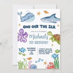 an under the sea birthday party card