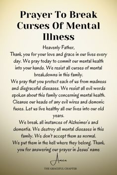 a prayer for mental health care