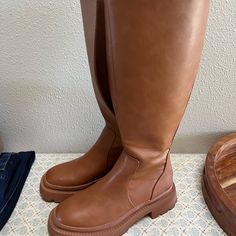 Brand New Ae Boots. Never Used! Boot Brands, Shoes Heels Boots, Tan Brown, Shoes Women Heels, Leather Boots, Heeled Boots, New Color, American Eagle Outfitters, American Eagle