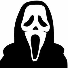 a black and white image of a scream mask