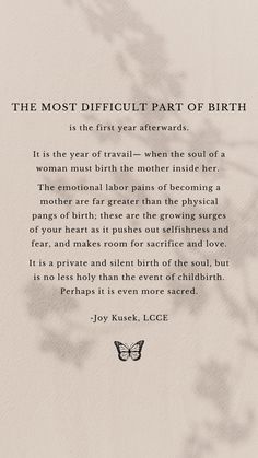 the most difficult part of birth is the first year reward