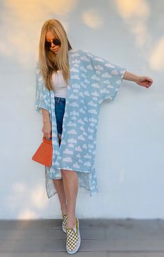 Dreamy cloud kimono; cute 90s aesthetic blue and white cloud robe or beach coverup Blue Spring Beach Robe, Blue Open Front Robe For Vacation, Blue Summer Beach Cover-up Robe, Oversized Blue Kimono For Beach Cover-up, Blue Long Kimono For Daywear, Long Blue Kimono For Daywear, Spring Short Sleeve Loungewear Cover-up, Blue Open Front Robe For Spring, Blue Kimono For Beach Season