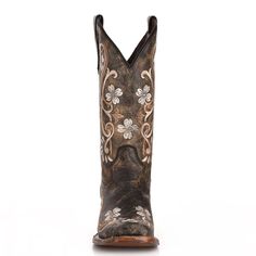 Circle G Boots Women's Floral Embroidery 11" Matching Top Square Toe Leather Outsole Cushioned Insole Pull tabs L5241 Circle G makes the perfect boot to wear everyday or where to an event that will add a touch of fun to your footwear. Embroidery Boots, Floral Boots, Corral Boots, Floral Embroidered Top, Leather Block Heels, Leather Pulls, Handcrafted Leather, Rubber Heels, Embroidered Top