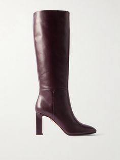 Aquazzura's 'Sellier' boots have been handmade in Italy from smooth plum leather. Designed in a classic knee length, they have almond toes and rest on block heels that offer 85mm of lift. Wear yours with everything from jeans to sweater dresses.