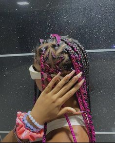 Pink Braids With Black Roots, Pink And Blue Knotless Braids, Purple Braids Hairstyles, Star Braids, Glamour Hair, Big Box Braids Hairstyles, Cute Braided Hairstyles