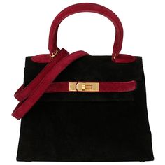 HERMÈS Framboise & Black Veau Doblis Suede Vintage Kelly 20cm Sellier Serial Number: (Y) Age (Circa): 1995 Accompanied By: Hermès Dust Bag, Shoulder Strap Authenticity Details: Date Stamp (Made in France) Gender: Ladies Type: Top Handle, Shoulder Colour: Black, Framboise Hardware: Gold Material(s): Veau Doblis Suede Interior: Black Suede Closure: Turn Lock Height: 14cm Width: 20cm Depth: 9cm Handle Drop: 8cm Strap Drop: 46cm Excellent Pre-Owned Condition -The exterior is in excellent condition w Vintage Hermes Bag, Vintage Kelly, Date Stamp, Kelly Bag, Vintage Hermes, Hermes Handbags, Designer Shoulder Bags, Mini Handbags, Hermes Bags