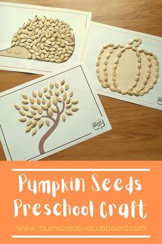 pumpkin seeds preschool craft for fall and autumn with free printables to make them