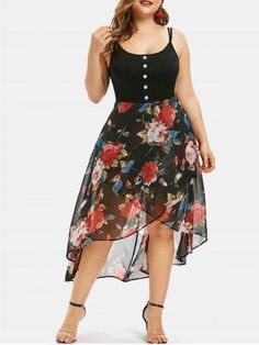 Plus Size Clothing | Women's Trendy and Fashion Plus Size On Sale Size:14 - 26 Outfits Leggins, Floral Overlay, Floral Dress Casual, Outfit Vintage, Spaghetti Strap Maxi Dress, Floral Dresses Long, Outfit Jeans, Trendy Plus Size Clothing, Loose Dress