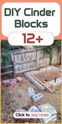 an image of cinder blocks with the text, diy cinder blocks 12 +