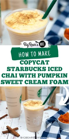 how to make copycat starbuck's iced chai with pumpkin sweet cream foam