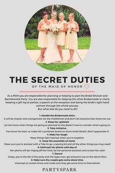 the secret duties of the maid of honn poster for brides and groomsmen