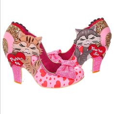 Irregular Choice Smitten Kitten Pink Pumps. Just Received It But To Big For Me,Sold Out And Hard To Find. Brand: Irregular Choice Materials: Fabric, Pu Colour: Multi Pink ,Heel Height (9.3cm): Size Eu39 Size Us 8 Party High Heels With Heel Tab, Pink Round Toe Kitten Heels For Party, Pink Closed Toe Kitten Heels For Party, Pink Heels With Red Sole For Party, Pink Party Court Shoes With Sculpted Heel, Pink Court Shoes With Sculpted Heel For Party, Pink Closed Toe Heels With Red Sole, Party Kitten Heels With Red Sole, Pink Almond Toe Heels With Red Sole