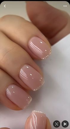 Nail Design Engagement, Neutral Ombre Nails Short Square, Nails For A Wedding Guest Classy, Wedding Nail Ideas For The Bride Simple, Mother Of Bride Nails Mom, Wedding Day Nails For Bride Simple, Simple Glitter Nail Designs, Fall Wedding Guest Nails, Cute Short Natural Nails