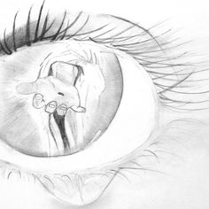 a drawing of an eye with the iris opened to show it's structure and features