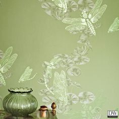 Dragon Flies Wallpaper - Green Wallpaper For Powder Room, Novelty Wallpaper, Dragonfly Wallpaper, Dragon Flies, Wallpaper Uk, Luxury Wallpaper, Damask Wallpaper, Wallpaper Bedroom, Skeletal