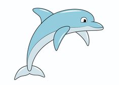 a cartoon dolphin jumping up in the air