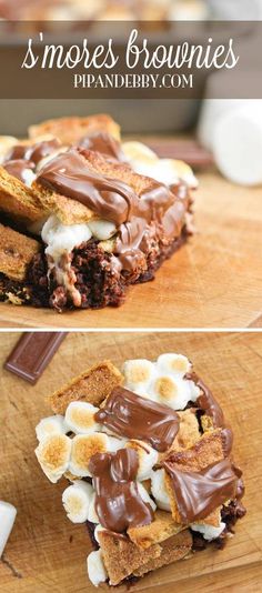 s'mores brownies with marshmallows and chocolate on top