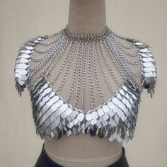 for more scalemail  https://www.etsy.com/shop/Clearmilkdesign?ref=seller-platform-mcnav&section_id=33267180 please tell me the color code you are interested in Material:Plastic Scale ,Metal Jump rings, this piece is lightweight and comfortable to wear.  Leave a comment with your order for a different   size. This top  is made to order and handcrafted, so it will take me about 3~4 working days to make and dispatch.For more information on shipping take a look at my 'About' section on my shop page Scale Mail Pattern, Scale Mail Armor Female, Scalemail Armor, Chainmail Clothing, Scale Maille, Chainmaille Jewelry Patterns, Women Nightwear Dresses, Scale Jewelry, Scale Mail