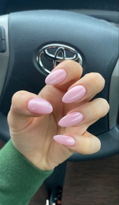 Classy Pink Almond Nails, Bubblegum Pink Almond Nails, Pastel Pink Almond Nails, Nail Inspo Almond Pink, Light Pink Spring Nails, Simple Nail Ideas Almond Shape, Pink Milky Nails, Nude Pink Almond Nails, Soft Pink Almond Nails