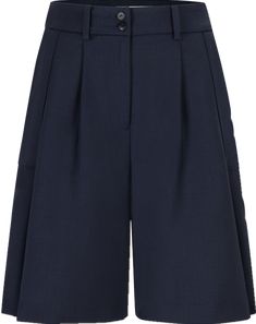 Navy Shorts With Pockets For Work, Bermuda Workwear Pants With Pockets, Navy Workwear Shorts With Pockets, Knee-length Culottes With Pockets For Work, Wide Leg Workwear Shorts With Side Pockets, Knee-length Workwear Culottes With Pockets, Workwear Short Culottes With Pockets, Workwear Culottes With Pockets, Chic Bermuda Pants For Workwear