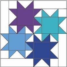 the star quilt pattern is shown in blue and purple