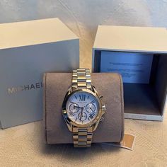 New With Tags And Original Box! Never Worn!! Michael Kors Mini Bradshaw Stainless Steel 36mm Chronograph Watch. Retails For $250.00. Classic Silver Michael Kors Watch, Michael Kors Silver Watch With Metal Dial, Michael Kors Silver Watch Metal Dial, Michael Kors Silver Watch With Diamond Hour Markers, Silver Michael Kors Watches As Gift, Michael Kors Silver Watches With Subdials, Classic Michael Kors Watch With Round Dial, Classic Michael Kors Chronograph Watch, Michael Kors Timeless Watch As Gift