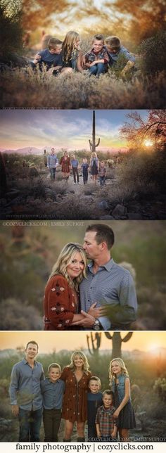 the same family photo is taken in this composite image and it looks like they are hugging each other