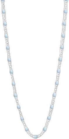 Gigi Clozeau - Classic Gigi Baby Blue necklace, White Gold, 19.7 Elegant Blue Delicate Chain Necklace, Elegant Blue Cable Chain Jewelry, Elegant Blue Jewelry With Cable Chain, Light Blue Sterling Silver Necklace, Elegant Blue Necklace With Cable Chain, Sterling Silver Blue Chain Jewelry, Light Blue Sterling Silver Necklace Fine Jewelry, Sterling Silver Chain Jewelry In Blue, Blue Sterling Silver Cable Chain Jewelry