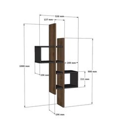 the measurements for a bookcase with three shelves