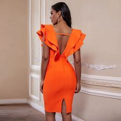 Summer Ruffles Sleeve Party Dress Bodycon Evening Club Outfits JKP4689 E Girl Dress, Black Fall Outfits, Club Birthday, Layer Cut, Havana Nights, Ruffle Bodycon, Backless Bodycon Dresses, Fall Dress Outfit, Women Bodycon Dress