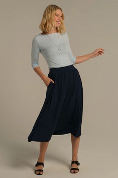 Bamboo Midi Skirt - Dark Navy | Bamboo Body Colour Harmony, Matching Clothing, Colour Matching, Shell Tops, Lounge Pajamas