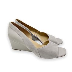 Naturalizer Zula Light Icy Gray Leather & Suede Open Peep Toe D'orsay Wedge Heels. Women's Size 10.5 Condition: New Without Box. New To Poshmark? Sign Up Using Invite Code: Tentoday For $10 Off Your Purchase! - Approximately 2 1/4" Heel - Leather/Suede Upper - D’orsay-Style Side Cutout Casual Career Professional Work Everyday Classic Office Comfort Date Night Out Modern Summer Winter Fall Spring Blogger Casual Minimalist Trends Trendy Favorite Fashion Comfortable Every Day Wardrobe Staple 90s 90 Fitted Sandals With Cushioned Footbed For Spring, Formal Spring Wedge Sandals With Padded Heel, Formal Fitted Wedge Sandals With Round Toe, Formal Padded Heel Wedge Sandals For Spring, Fitted Suede Sandals For Spring, Fitted Cushioned Sandals For Spring, Formal Fitted Wedge Heel Sandals, Classic Suede Sandals For Spring, Elegant Wedge Sandals With Arch Support For Spring