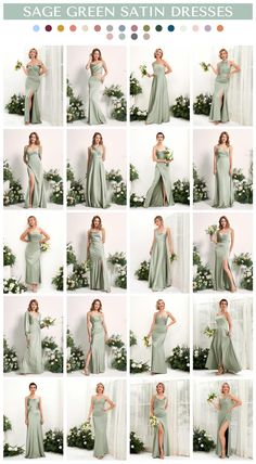 a collage of photos showing the different dresses worn by women in pastel colors