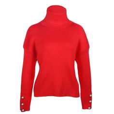 Thickness: Thick （Winter)Material Composition: BlendMaterial: Cotton,SpandexDecoration: ButtonCollar: Turtleneck Winter Turtleneck Sweater With Buttons, Red Winter Sweater With Buttons, Red Sweater With Buttons For Winter, Red Buttoned Sweater For Winter, Red Winter Sweater With Button Closure, Red Winter Tops With Button Closure, Red Knit Sweater With Buttons, Red Buttoned Sweater For Work, Fitted Red Sweater With Buttons