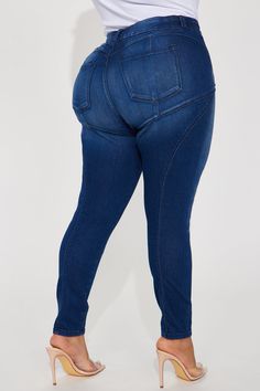 Available In Dark Wash. Skinny Jean High Stretch Double Button Closure Booty Lifter Back Pockets Moto Seam Detail 28" Inseam 11" High Rise Disclaimer: Due To The Specialized Wash Process, Each Garment Is Unique. 70% Cotton 19% Polyester 9% Rayon 2% Spandex Imported | Booty So Good Moto Stretch Skinny Jeans in Dark Wash size 14 Plus by Fashion Nova Casual Fitted Jeggings With Button Closure, Fitted Dark Wash Button-up Jeans, Blue Jeans Fashion Nova, Non-stretch Dark Wash Denim Jeans, Mid-rise Dark Wash Jeggings With Pockets, Pre-washed Dark Wash Cotton Jeans, Size 16, High Jeans, Fashion Nova