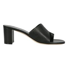 A dressy toe-looped mule with an unparalleled fit. Partially lined, buffed leather sole and 2-1/2 inch covered heel. Size: 11.  Color: Black.  Gender: female.  Age Group: adult. Sleek High Heel Mules With Leather Sole, Evening Mules With Leather Sole And Low Heel, Classic Mules With Sculpted Low Heel, Sleek Formal Mules With Padded Heel, Classic Low Heel Mules With Padded Heel, Classic Mules With Padded Low Heel, Summer Evening Slides With Sculpted Heel, Sleek Mules With Sculpted Heel And Almond Toe, Sleek Sandals With Stacked Heel For Spring