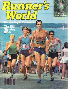 the cover of runner's world magazine showing three men running in front of other runners