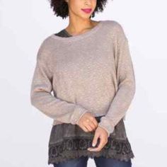 This Cozy Agnes & Dora Sweater Is Perfect For Casual Occasions. With Its Tight-Knit, Acrylic Material, And Raw Hem Design, It Gives Off A Unique And Stylish Vibe. The Collarless, Crewneck Style And Stretch Feature Of The Sweater Provide Comfort And Convenience, Making It A Great Addition To Any Woman's Wardrobe. The Long-Sleeved Pullover, Available In Brown, Is Machine Washable And Has A Regular Fit With A Vintage Touch. The Sweater Is Perfect For All Seasons, Making It A Versatile Option For An Fall Knit Tops With Lace Trim, Knit Tops With Lace Trim For Fall, Winter Layering Sweater With Lace Trim, Winter Crew Neck Sweater With Lace Trim, Winter Knit Sweater With Lace Trim, Fall Sweater With Lace Trim Long Sleeve, Fall Long Sleeve Sweater With Lace Trim, Fall Crew Neck Sweater With Lace Trim, Fall Sweater With Lace Trim For Layering