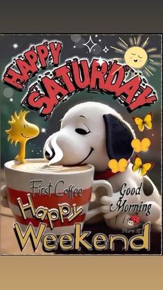 Funny Snooopy on Instagram: "Happy Saturday ❤️😍☕️" Text Pic, Saturday Humor, Good Morning Happy Saturday, Peanuts Charlie Brown Snoopy, Good Morning Saturday, Good Morning Happy Friday, Funny Animated Cartoon, Morning Quotes Funny